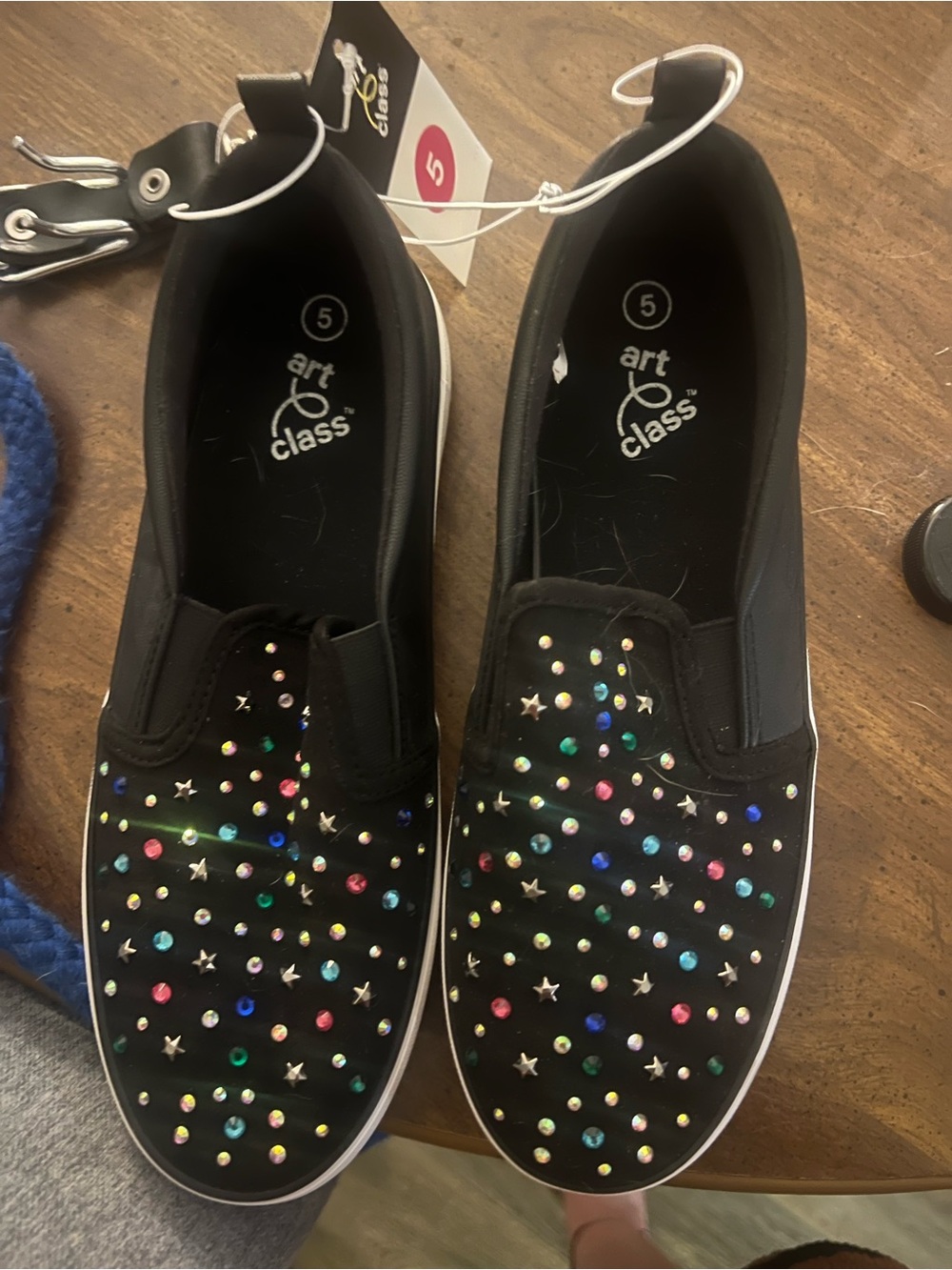 Target Art Class Black Slip-On Sneakers with Multicolor Studs